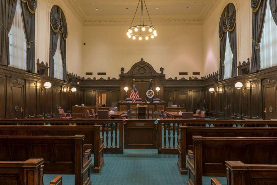Inside the empty Court of Appeals courtroom 